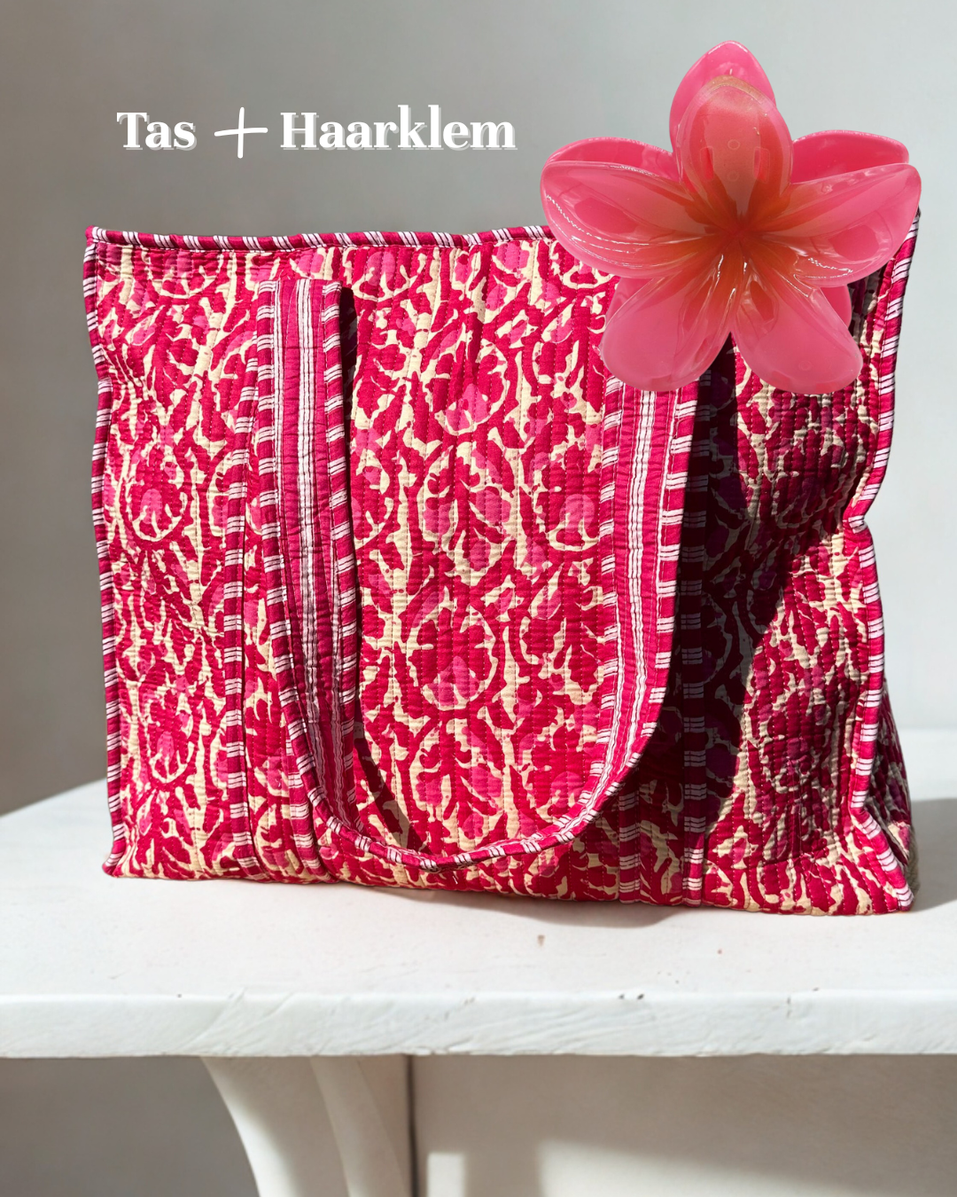 ACTIE! Tas Boho Chic Blossom + Haarklem Flower Rood
